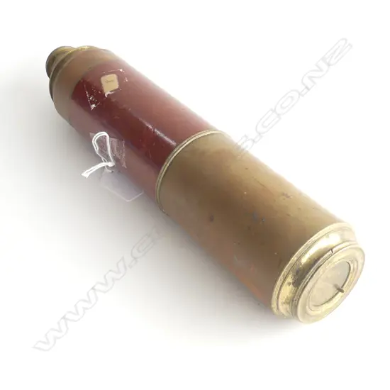ANTIQUE 3 DRAW TELESCOPE; MAHOGANY & BRASS, DOLLAND LONDON DAY OR NIGHT L.295mm (AK21136)