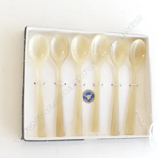 SET 6 SCOTTISH REAL HORN SPOONS, L 135MM