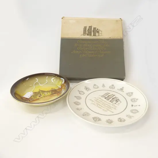 ROYAL STAFFORDSHIRE 'NZ HOMELAND SERIES' BOWL (DIA 200MM) + COMMEM. QUEEN ELIZABETH PLATE - IN ORIG. BOX (AK68)