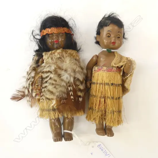 PAIR OF VINTAGE DOLLS IN MAORI COSTUME