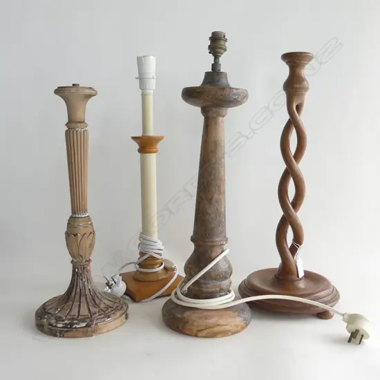 4 WOODEN LAMP BASES H.480mm