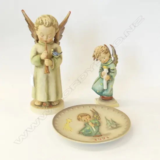 3 GOEBEL PCS; 2 ANGES (H. 185, 270MM) + 1971 ANGEL PLATE (DIA 190MM)