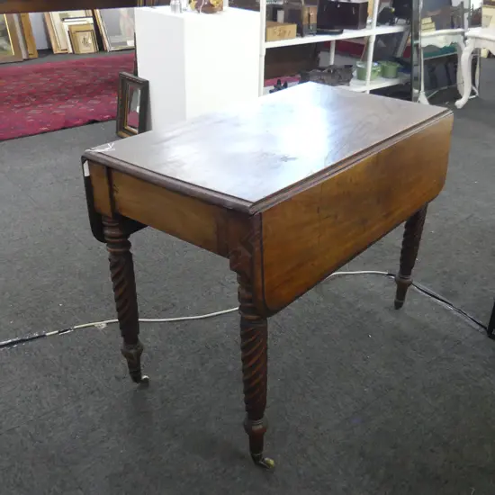 19THC WOODEN DROP LEAF TABLE  910 X  960MM (MARKS TO TOP)