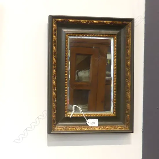 SM BLACK & GILT FRAMED BEVELLED MIRROR 280 X 380MM