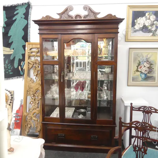 COLONIAL STYLE MAHOGANY DISPLAY CABINET, WARDROBE CONVERSION (ELECTRIFIED) H. 2225 L. 1310MM 