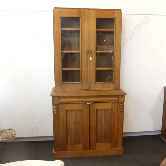 EARLY 20thC GLAZED BOOKCASE CABINET (NO CORNICE) 2 PCE 1070x490x2100mm