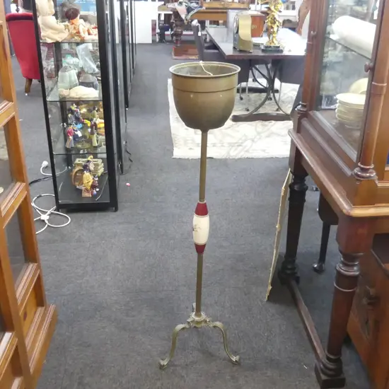 TALL BRASS & PORCELAIN PLANTER STAND & POT H. 1225MM