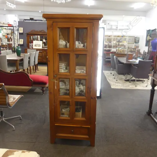 LARGE WOODEN & GLASS DISPLAY CABINET 650 x 450 x 1800MM