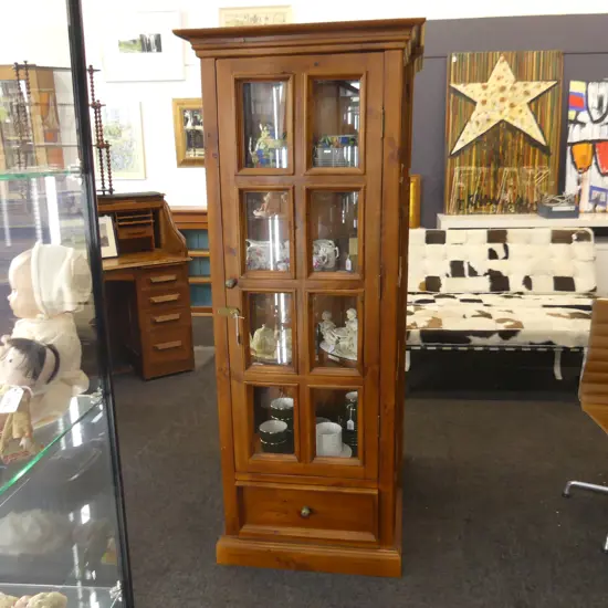 LARGE WOODEN & GLASS DISPLAY CABINET 600 X 400 X 1800MM