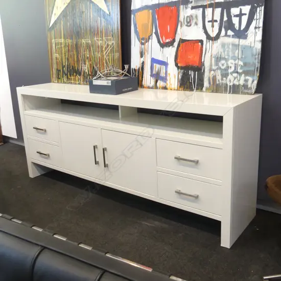 MODERN MDF WHITE ENTERTAINMENT UNIT W 2000 H 850MM