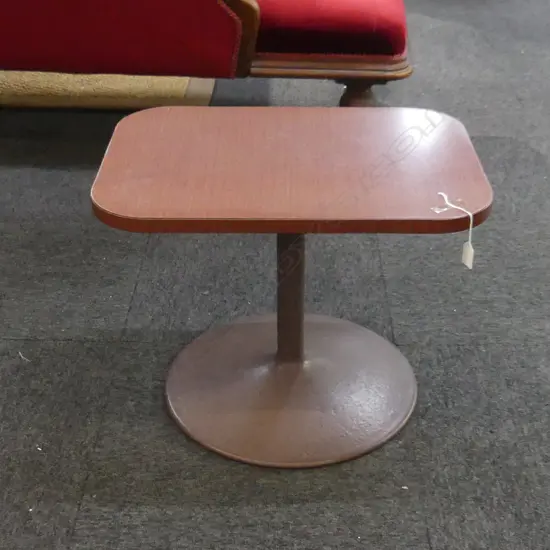 SM INDUSTRIAL STYLE LAMINATED COFFEE TABLE WITH METAL PEDESTAL BASE  560 X 410MM