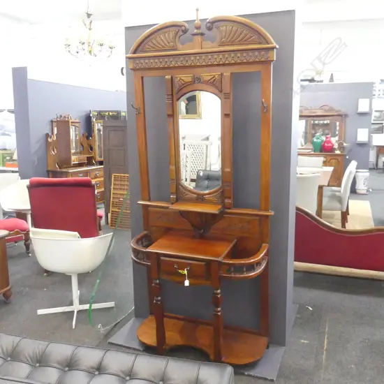 REPRODUCTION WOODEN HALL STAND H. 2220 X 920MM