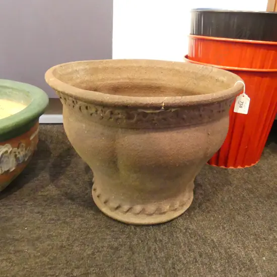 BARRY BRICKELL FLARED LOBED PLANTER H.290mm UNGLAZED REPAIR TO RIM