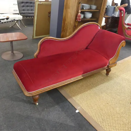 VICTORIAN MAHOGANY CHAISE LONGUE L.1900mm
