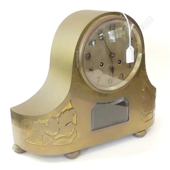 BRASS MANTEL CLOCK 40CM IN LENGTH