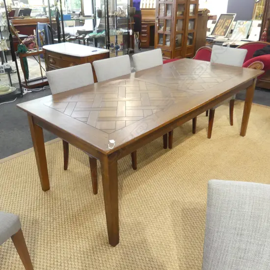 FRENCH STYLE PARQUET TOP DINING TABLE 2200 x 1000 x 760mm