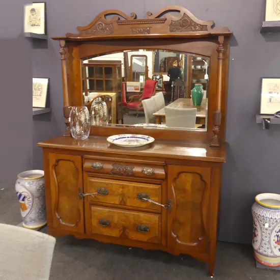 CARVED WOODEN MIRRORED BACK SIDEBOARD 1450 X 2000MM