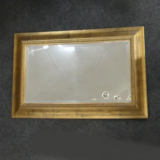 GILT FRAMED BEVELLED WALL MIRROR 590 X 890MM