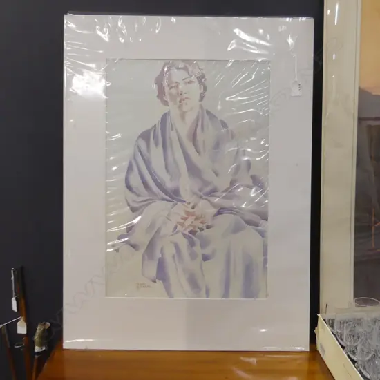 TERRY STRINGER, 'BLUE KAY' 1981, MOUNTED PRINT ON BOARD,  560 X 380MM