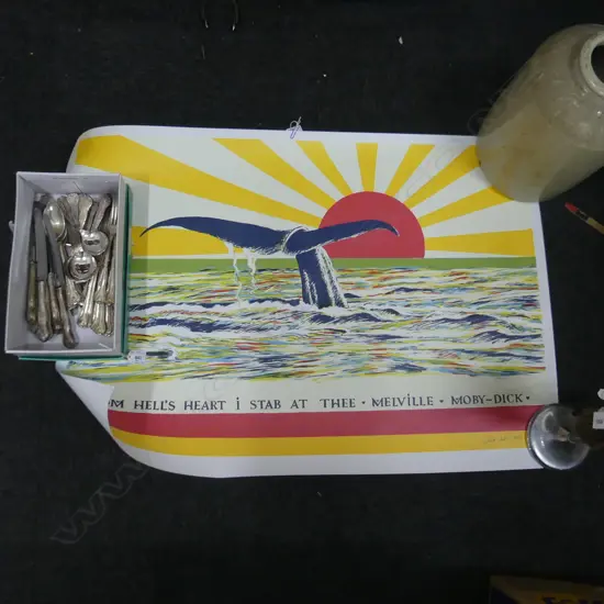 STANLEY PALMER SIGNED PRINT ' MOBY DICK FROM HELL'S HEART STAB AT THEE' 900 X 640MM