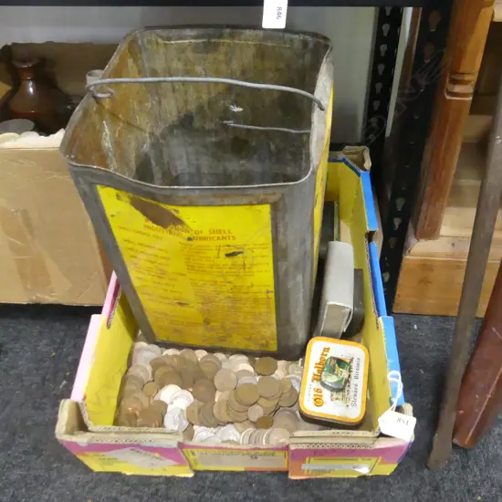 BOX LOT TINS & COLLECTION OF COPPER COINS