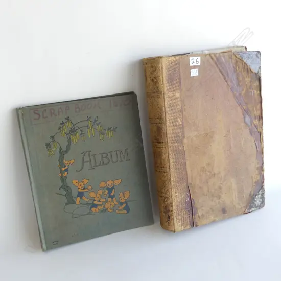 2 SCRAP ALBUMS: 1X 200pg FAMILY  390 x 280mm LATE 1800'S to 1930's over 100 pgs NZ etc....