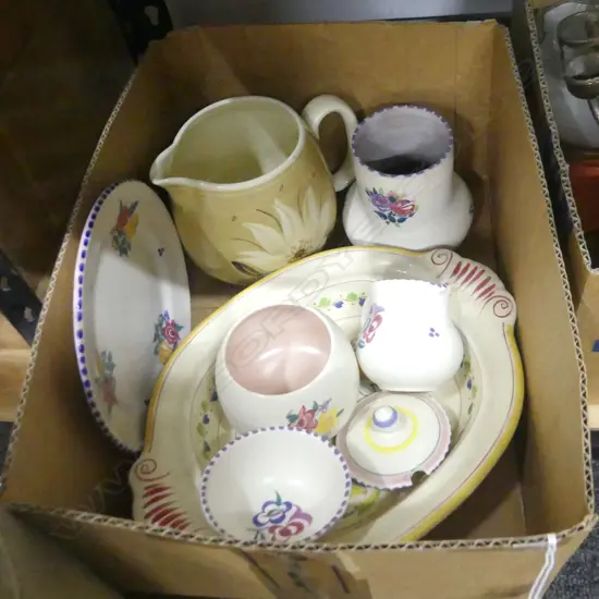SM BOX ASST VINTAGE CHINA; POOLE, SUSIE COOPER, TITIAN WARE 