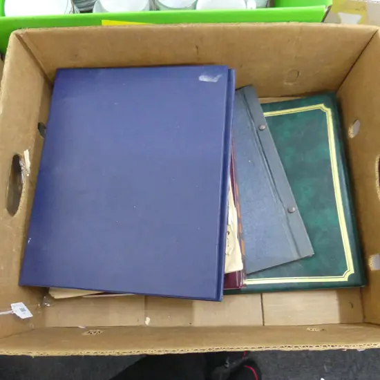 BOX LOT 5 VINTAGE STAMP ALBUMS ETC