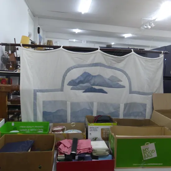 FABRIC WALL HANGING; DIANE SMITH 'BLUE SCAPES' '80