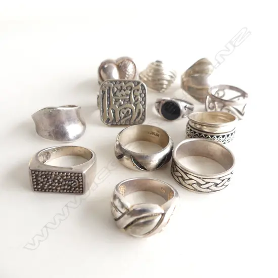 12 STG / SILVER METAL RINGS 80 GRAMS