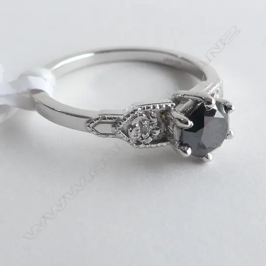18CT WHITE GOLD MEADOWLARK BLACK DIAMOND RING **RTV**