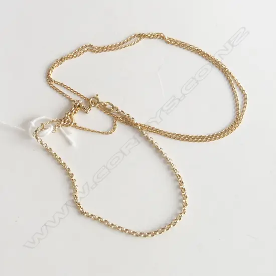 9CT GOLD FINE NECK CHAIN & BRACELET 2.8gms 44cm
