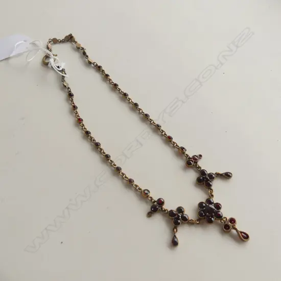 EARLY 20thC ROLLED GOLD & MULTI GARNET NECKLACE (20779)