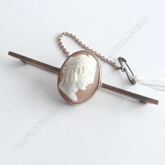 9CT GOLD AND CAMEO BROOCH