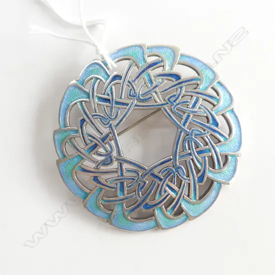 LGE SILVER & ENAMEL CELTIC BROOCH Dia.62mm EDINBURGH 1972 32gms