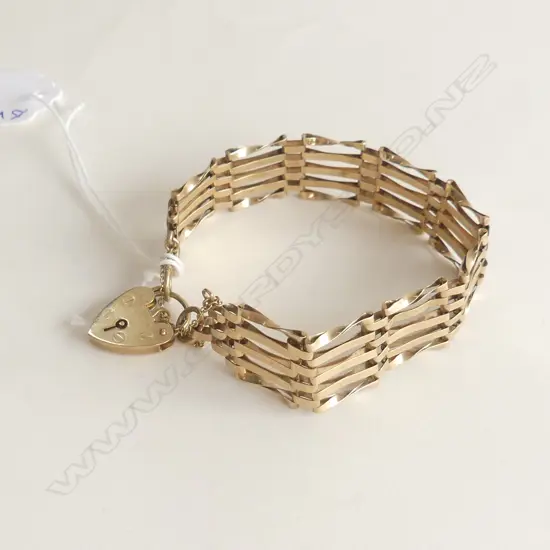 VINTAGE 9CT GATE LINK BRACELET 11.89gms 