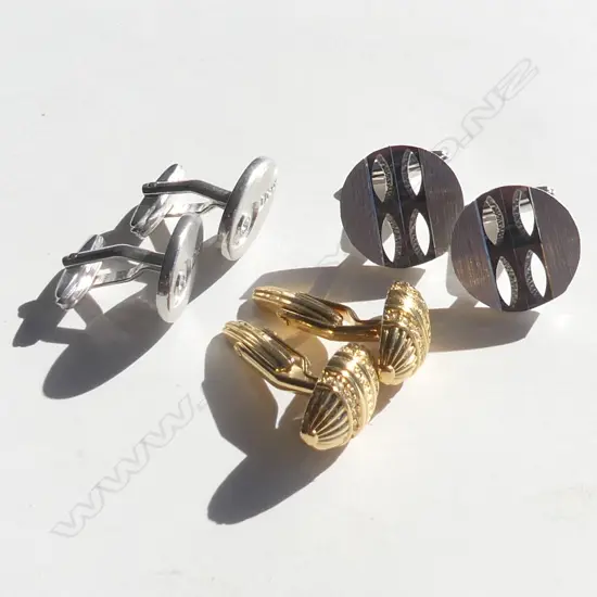 3 PRS CUFFLINKS; DIOR, MULBERRY & 835 SILVER **RTV**
