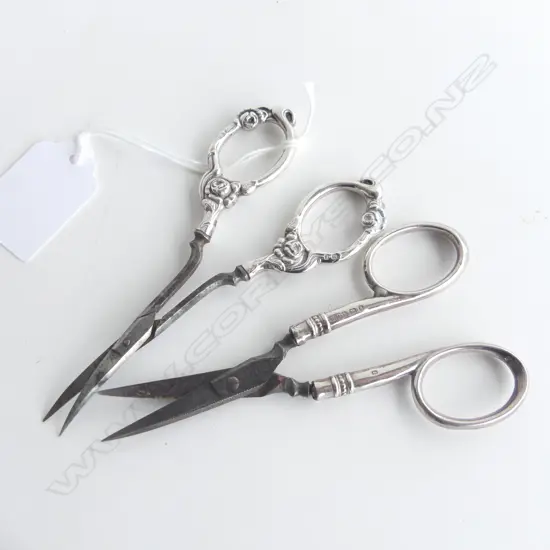 2 PRS STG SILVER SCISSORS, BIRM. 1905 & 1906 L. 110MM