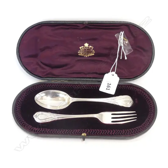 STG SILVER CASED CHILD'S FORK & SPOON, 75GMS 