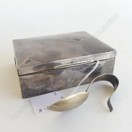 STG SILVER LIDDED BOX 110 X 85MM & STG SILVER BABY SPOON 237GMS TOTAL