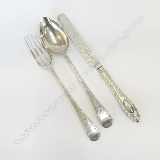 3 PC STG SILVER CASED SET, FORK, KNIFE & SPOON 104GMS  