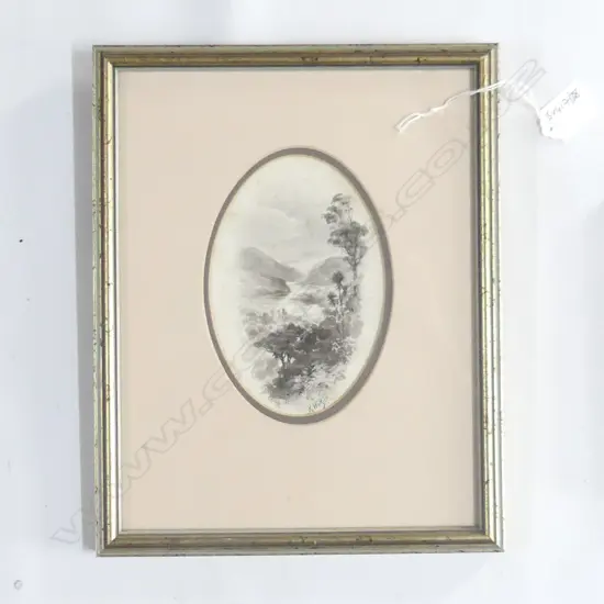 WATKINS, Kennett (NZ 1847-1933), Southern Lakes, Monochome W/C, signed,150mm x 100mm