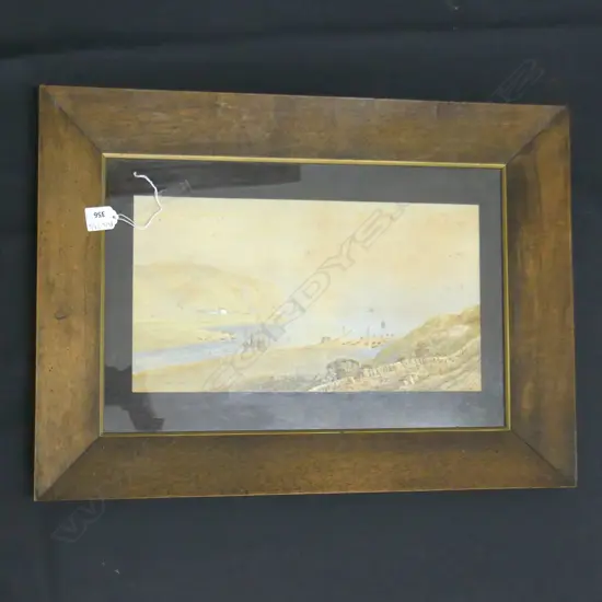 GEORGE STEVEN ANTIQUE W/C 'DONBEATH HARBOUR SCOTLAND' ORIG. OAK FRAME w. BORER 205x380mm 