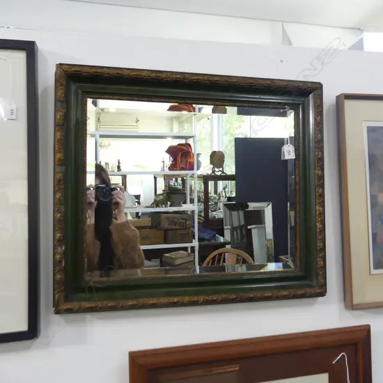  WOODEN FRAMED BEVELED MIRROR  620 X 520MM