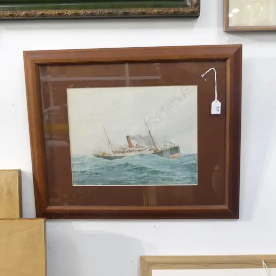 EA WATKIN 'SS TAKAPUNA' WATER COLOUR  270 X 350MM