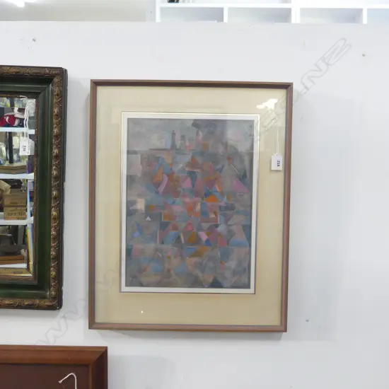 GEOFF FAIRBURN 'BLUE ABSTRACT' WATER COLOUR 370 X 280MM 