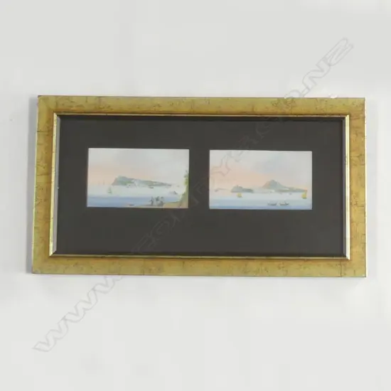 UNKNOWN (Italy 19thC), Pr of Harbour Scenes, Gouache, 80mm x 290mm