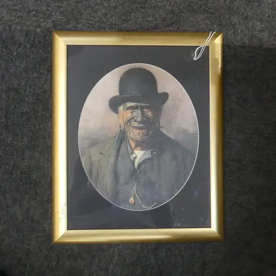 CHARLES GOLDIE FRAMED PRINT; 'ALL 'E SAME TE PAKEHA;  280 X 220MM