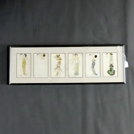 SET 6 FRAMED NY ART NOUVEAU STYLE PRINTS 630 X 210MM (INCL FRAME