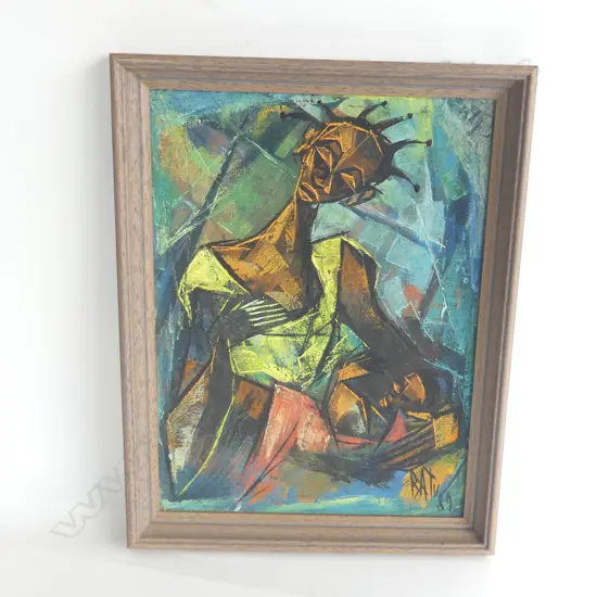 BATU, ABSTRACT PORTRAIT, OIL ON BOARD, SIGNED, '89 265 X 365MM